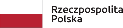 biało-czerwona flaga polska obok napis Rzeczpospolita Polska Logotyp